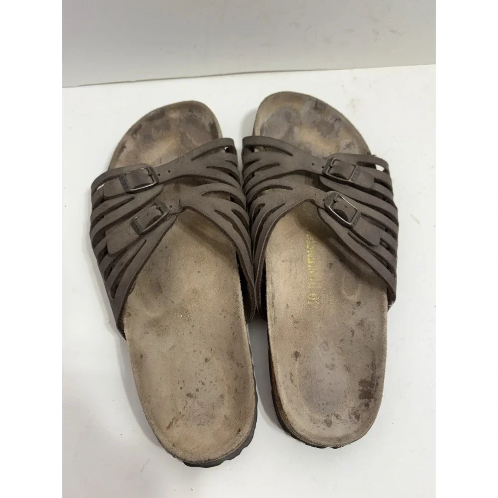 Birkenstock Granada Brown Leather Soft Footbed Sandals Women's Size 40 9, 9.5 - Picture 2 of 5